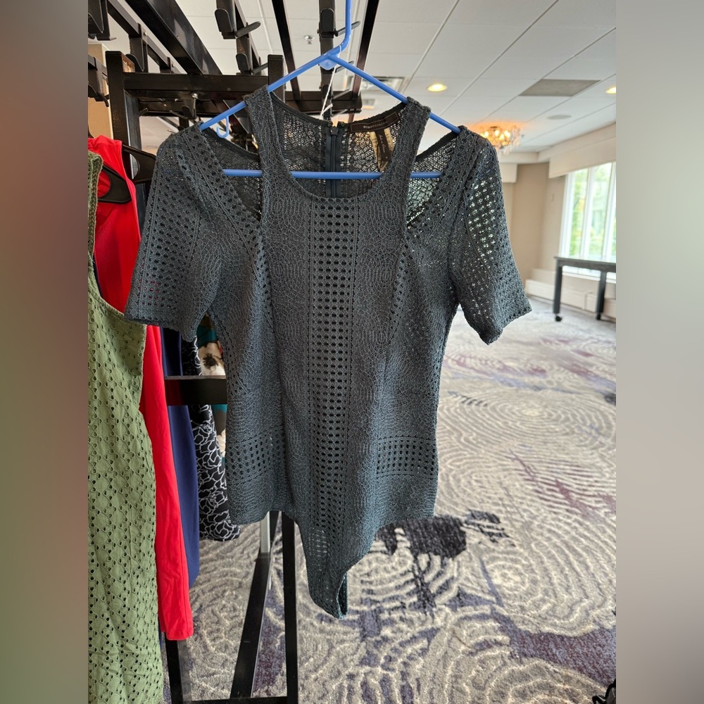 BCBGMaxAzria Black Crochet Bodysuit